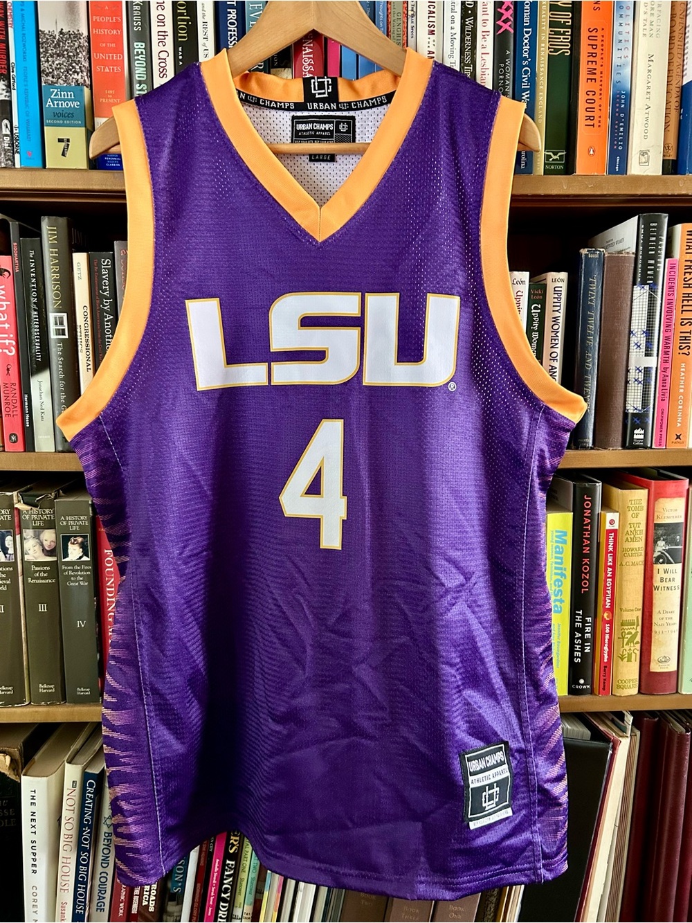 LSU 4 Johnson Purple Orange Urban Champs Official NIL Basketball Jersey Large